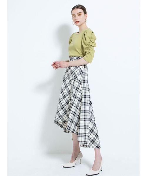 DURAS（デュラス）の「チェック柄ハイウエストテールスカート（スカート・レディース・ブラック/ブルー・FREE）」の13枚目の写真