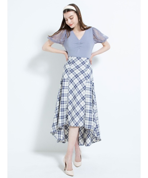 DURAS（デュラス）の「チェック柄ハイウエストテールスカート（スカート・レディース・ブラック/ブルー・FREE）」の11枚目の写真