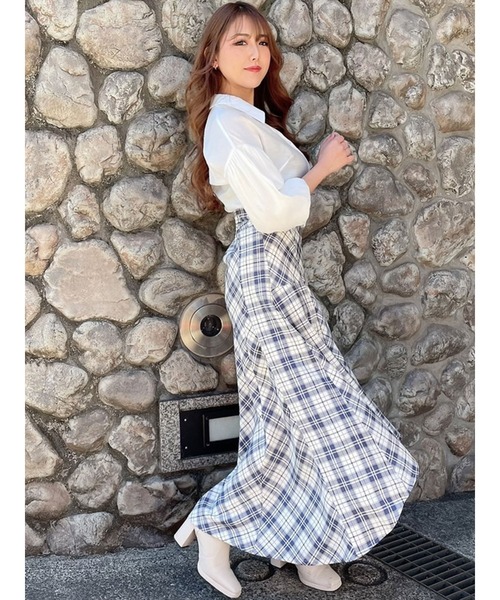 DURAS（デュラス）の「チェック柄ハイウエストテールスカート（スカート・レディース・ブラック/ブルー・FREE）」の15枚目の写真