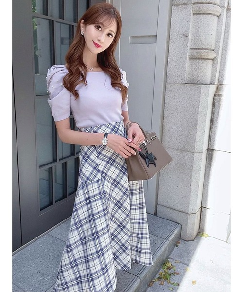 DURAS（デュラス）の「チェック柄ハイウエストテールスカート（スカート・レディース・ブラック/ブルー・FREE）」の21枚目の写真