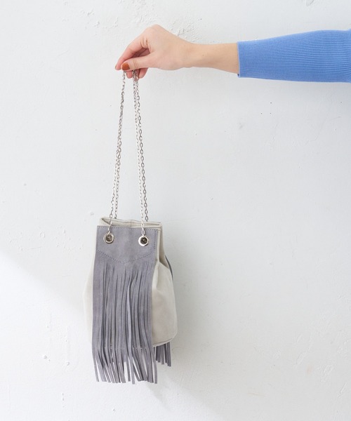 PAPILLONNER（パピヨネ）の「フリンジ2WAYショルダー/PAPILLONNER/パピヨネ（ショルダーバッグ・レディース・ベージュ/グレー・FREE）」の7枚目の写真