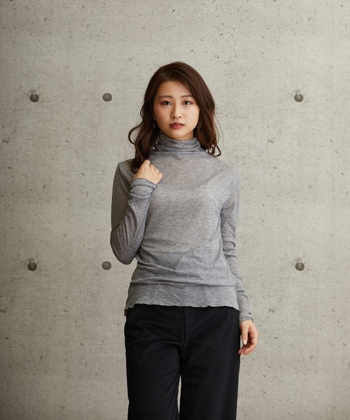 L.H.P（エルエイチピー）の「courage/クラージュ/2WAY シアー素材ハイネック ロンT（Tシャツ/カットソー・レディース・ブラック/グレー/ベージュ/グリーン・SMALL/MEDIUM/LARGE）」の16枚目の写真