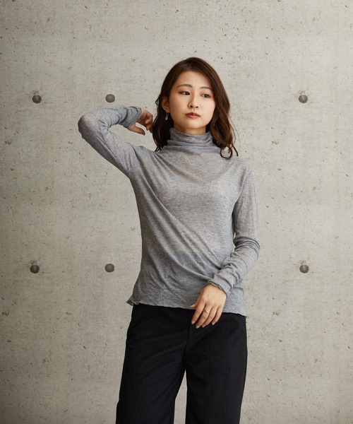 L.H.P（エルエイチピー）の「courage/クラージュ/2WAY シアー素材ハイネック ロンT（Tシャツ/カットソー・レディース・ブラック/グレー/ベージュ/グリーン・SMALL/MEDIUM/LARGE）」の17枚目の写真