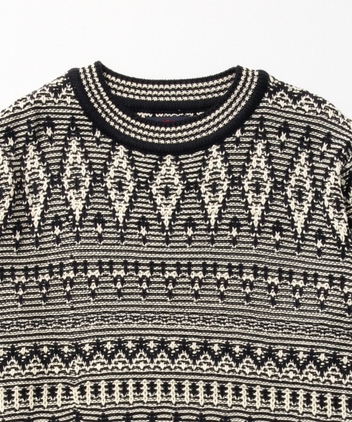 WARREN SCOTT（ワレーンスコット）の「WARREN SCOTT×BEAMS / 別注 ジャカード クルーネック ニット（ニット/セーター・メンズ・ネイビー/ベージュ・LARGE/SMALL/MEDIUM）」の9枚目の写真