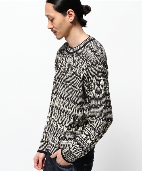 WARREN SCOTT（ワレーンスコット）の「WARREN SCOTT×BEAMS / 別注 ジャカード クルーネック ニット（ニット/セーター・メンズ・ネイビー/ベージュ・LARGE/SMALL/MEDIUM）」の8枚目の写真