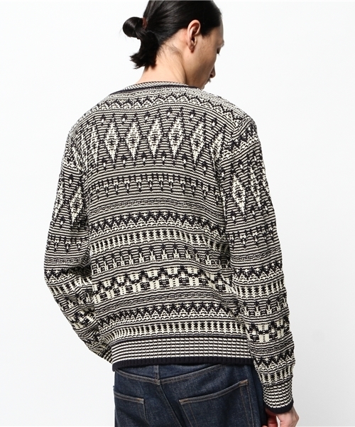 WARREN SCOTT（ワレーンスコット）の「WARREN SCOTT×BEAMS / 別注 ジャカード クルーネック ニット（ニット/セーター・メンズ・ネイビー/ベージュ・LARGE/SMALL/MEDIUM）」の6枚目の写真