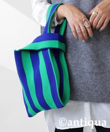 ストライプ柄ニットバッグ