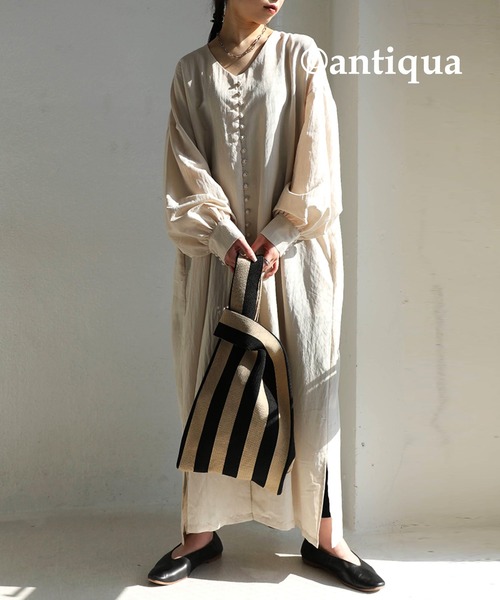 antiqua（アンティカ）の「ストライプ柄ニットバッグ（トートバッグ・レディース・ブラック/ブルーグリーン・FREE）」の3枚目の写真