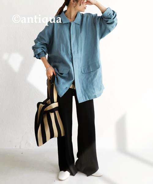 antiqua（アンティカ）の「ストライプ柄ニットバッグ（トートバッグ・レディース・ブラック/ブルーグリーン・FREE）」の20枚目の写真