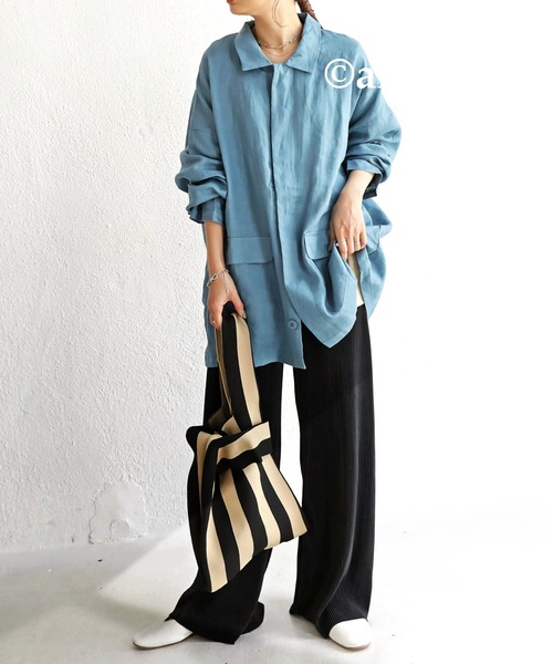 antiqua（アンティカ）の「ストライプ柄ニットバッグ（トートバッグ・レディース・ブラック/ブルーグリーン・FREE）」の14枚目の写真