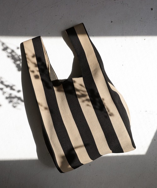 antiqua（アンティカ）の「ストライプ柄ニットバッグ（トートバッグ・レディース・ブラック/ブルーグリーン・FREE）」の12枚目の写真