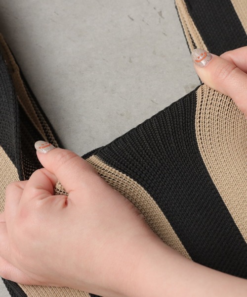 antiqua（アンティカ）の「ストライプ柄ニットバッグ（トートバッグ・レディース・ブラック/ブルーグリーン・FREE）」の18枚目の写真