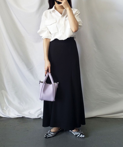 me+em select（ミームセレクト）の「【 6色展開 ／ ３WAY 】フェイクレザースクエアバケツバッグ（ ポーチ／ショルダーストラップ付属 ）（ハンドバッグ・レディース・ホワイト/ブラック/ベージュ/パープル/ブラウン/グリーン・FREE）」の17枚目の写真