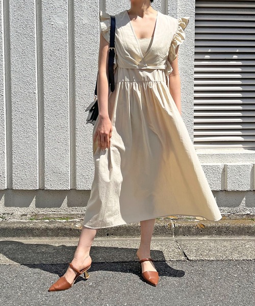 Jewelobe(ジュエローブ)の「カシュクールベストセットアップワンピース(ワンピース・レディース・ブラック/ベージュ/ブラウン/イエロー・FREE)」の8枚目の写真