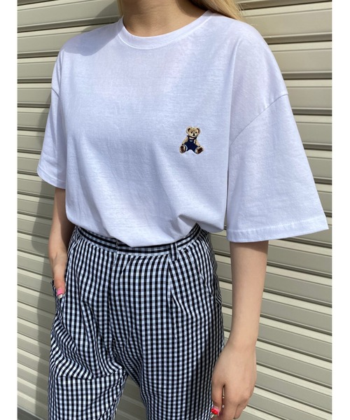 WC(ダブル シー)の「クマ刺繍ビッグT(Tシャツ/カットソー・レディース・ホワイト/ブラック・FREE)」の2枚目の写真