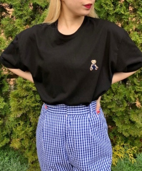 WC(ダブル シー)の「クマ刺繍ビッグT(Tシャツ/カットソー・レディース・ホワイト/ブラック・FREE)」の1枚目の写真