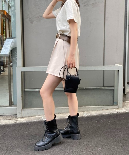 one after another NICE CLAUP（ワンアフターアナザーナイスクラップ）の「夏のスタイリングにおすすめ　ベルト付きショートパンツ（その他パンツ・レディース・ブラック/ブラウン/アイボリー・FREE）」の7枚目の写真