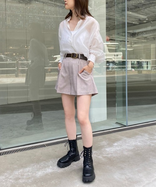 one after another NICE CLAUP（ワンアフターアナザーナイスクラップ）の「夏のスタイリングにおすすめ　ベルト付きショートパンツ（その他パンツ・レディース・ブラック/ブラウン/アイボリー・FREE）」の6枚目の写真