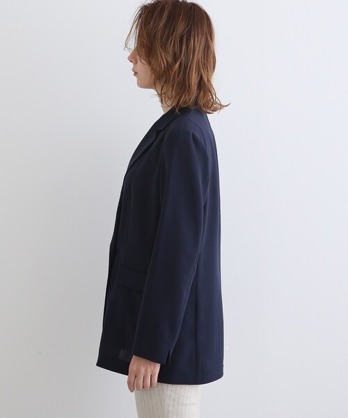 【新品·タグ付き】 インディヴィ 洗える ダブルジャケット 春夏　ネイビー INDIVI（インディヴィ）の「◇【洗える/接触冷感/UVケア】日本製