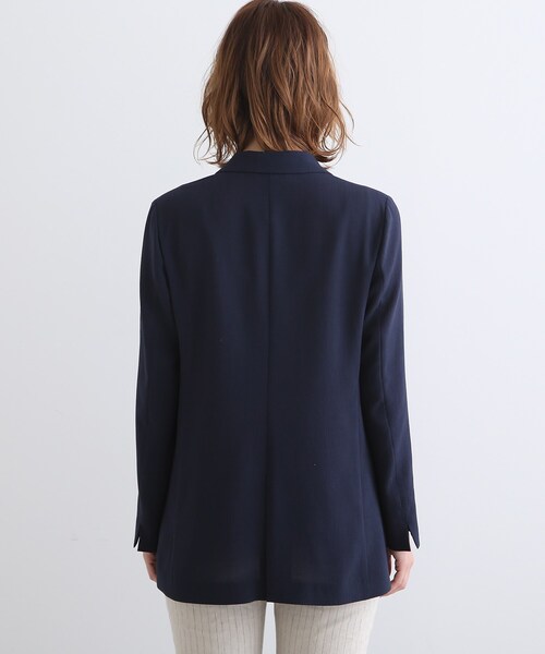 【新品·タグ付き】 インディヴィ 洗える ダブルジャケット 春夏　ネイビー 春SALE！【着る日傘／遮熱／UVケア】ダブルジャケット