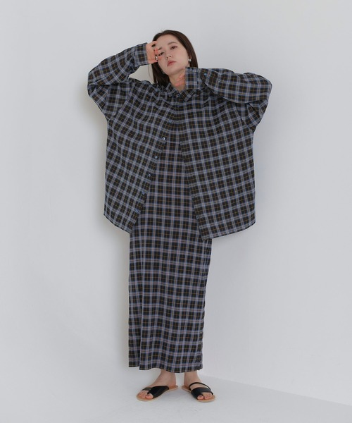 TINA：JOJUN（ティーナジョジュン）の「ユニセックス マドラスチェックシャツ TINA：JOJUN（シャツ/ブラウス・レディース・ピンク/ブラック・M）」の10枚目の写真