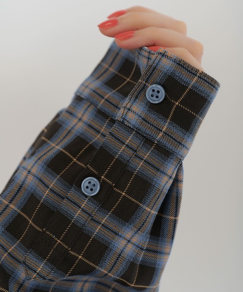 TINA：JOJUN（ティーナジョジュン）の「ユニセックス マドラスチェックシャツ TINA：JOJUN（シャツ/ブラウス・レディース・ピンク/ブラック・M）」の16枚目の写真