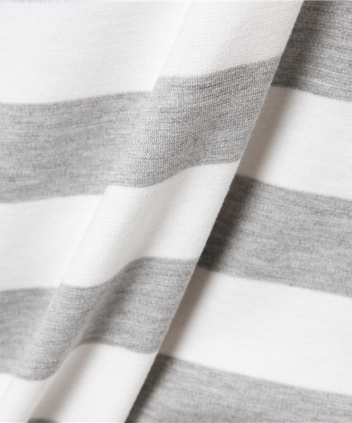 DISCOAT(ディスコート)の「【Discoat】ポンチ後ろリボンボーダーワンピース(ワンピース・レディース・オフホワイト/グレー・フリ-)」の7枚目の写真