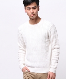 EDIFICE | ◇シルケットコード　ケーブル編みC/Nニット(ニット/セーター)