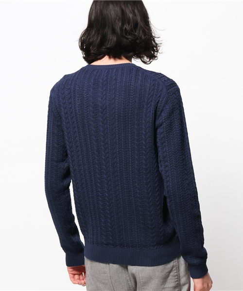 EDIFICE（エディフィス）の「◇シルケットコード　ケーブル編みC/Nニット（ニット/セーター・メンズ・ブルー系その他/ホワイト/アイボリー・44/46/48）」の6枚目の写真