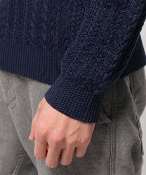 EDIFICE（エディフィス）の「◇シルケットコード　ケーブル編みC/Nニット（ニット/セーター・メンズ・ブルー系その他/ホワイト/アイボリー・44/46/48）」の8枚目の写真