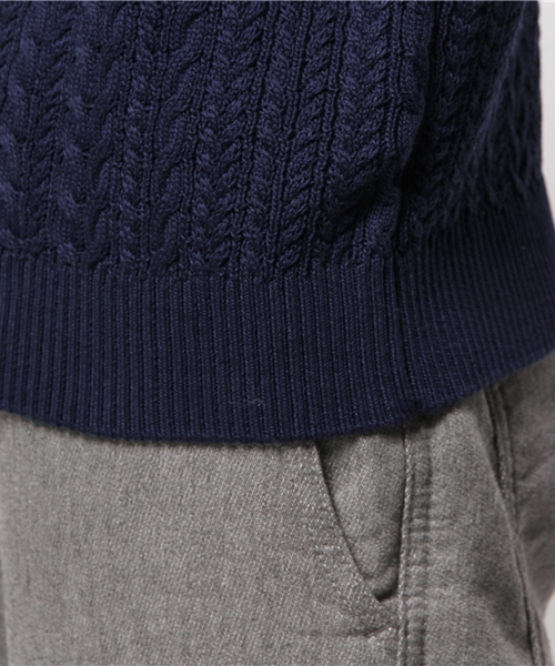EDIFICE（エディフィス）の「◇シルケットコード　ケーブル編みC/Nニット（ニット/セーター・メンズ・ブルー系その他/ホワイト/アイボリー・44/46/48）」の9枚目の写真