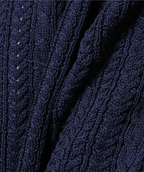 EDIFICE（エディフィス）の「◇シルケットコード　ケーブル編みC/Nニット（ニット/セーター・メンズ・ブルー系その他/ホワイト/アイボリー・44/46/48）」の10枚目の写真