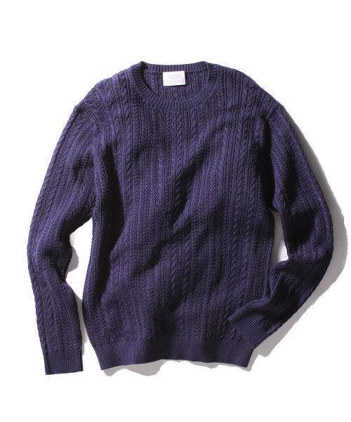 EDIFICE（エディフィス）の「◇シルケットコード　ケーブル編みC/Nニット（ニット/セーター・メンズ・ブルー系その他/ホワイト/アイボリー・44/46/48）」の13枚目の写真