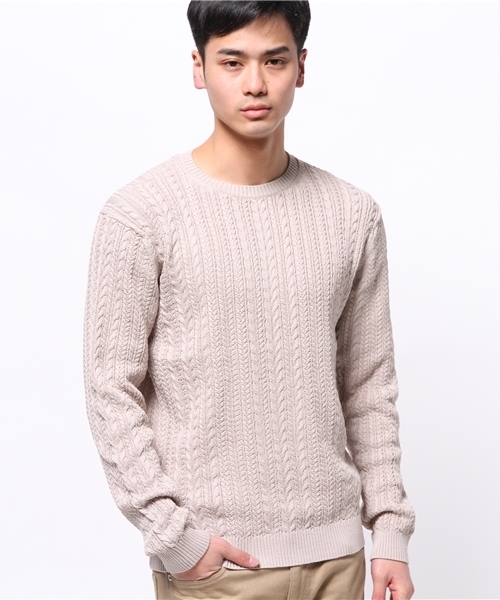 EDIFICE（エディフィス）の「◇シルケットコード　ケーブル編みC/Nニット（ニット/セーター・メンズ・ブルー系その他/ホワイト/アイボリー・44/46/48）」の18枚目の写真