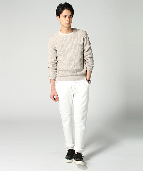 EDIFICE（エディフィス）の「◇シルケットコード　ケーブル編みC/Nニット（ニット/セーター・メンズ・ブルー系その他/ホワイト/アイボリー・44/46/48）」の20枚目の写真