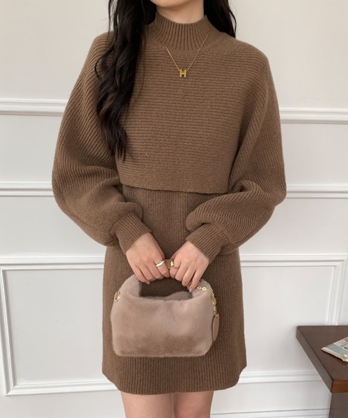 専用出品 ノースリーブミニワンピースセット Sibra ワンピース ニットショート丈トップス+ ノースリーブミニ