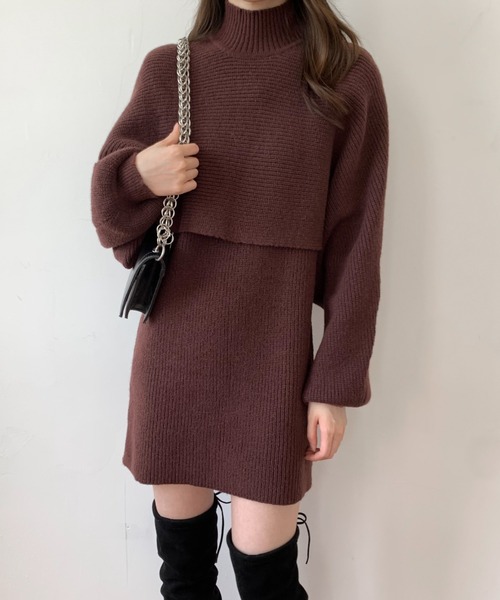 専用出品 ノースリーブミニワンピースセット セール】ドット柄ノースリーブミニワンピース シュシュSET