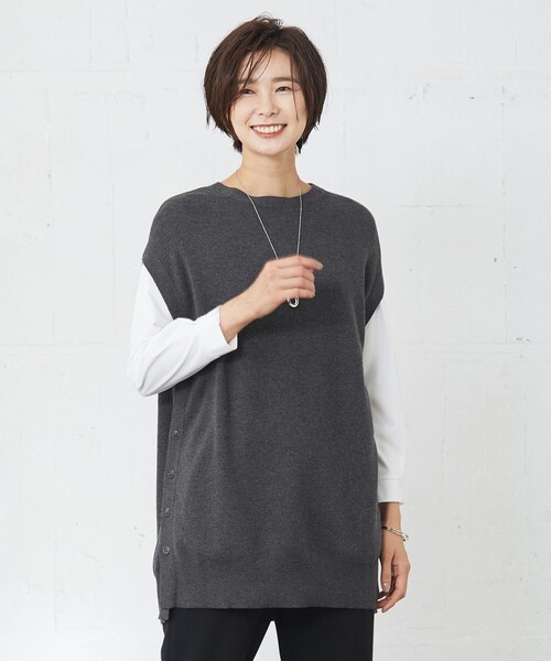 J.PRESS（ジェイプレス）の「【洗える】FLORA ニットベスト（ベスト・レディース・ネイビー系/グレー系/ベージュ系・T13）」の2枚目の写真