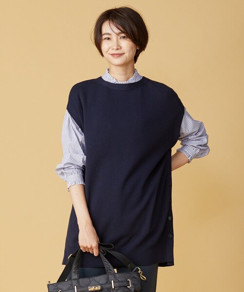 J.PRESS（ジェイプレス）の「【洗える】FLORA ニットベスト（ベスト・レディース・ネイビー系/グレー系/ベージュ系・T13）」の3枚目の写真