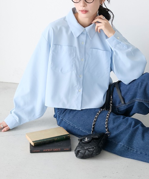BLATE ボリュームスリーブツイルジャケット ボリュームスリーブショート丈デニムジャケット 春 秋[品番