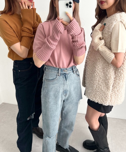 apres jour mignon(アプレジュールミニョン)の「【3周年記念アイテム】アームウォーマー半袖ニットセット【ZOZOTOWN限定アイテム】(ニット/セーター・レディース・アイボリー/グリーン/オレンジ/ピンク・X-LARGE/フリー)」の9枚目の写真