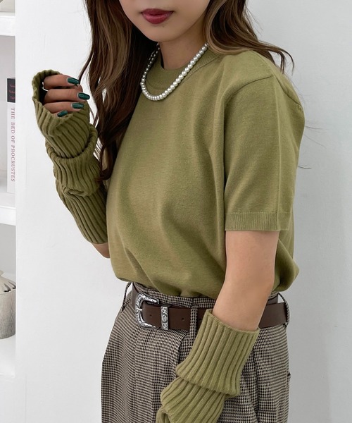 apres jour mignon(アプレジュールミニョン)の「【3周年記念アイテム】アームウォーマー半袖ニットセット【ZOZOTOWN限定アイテム】(ニット/セーター・レディース・アイボリー/グリーン/オレンジ/ピンク・X-LARGE/フリー)」の5枚目の写真