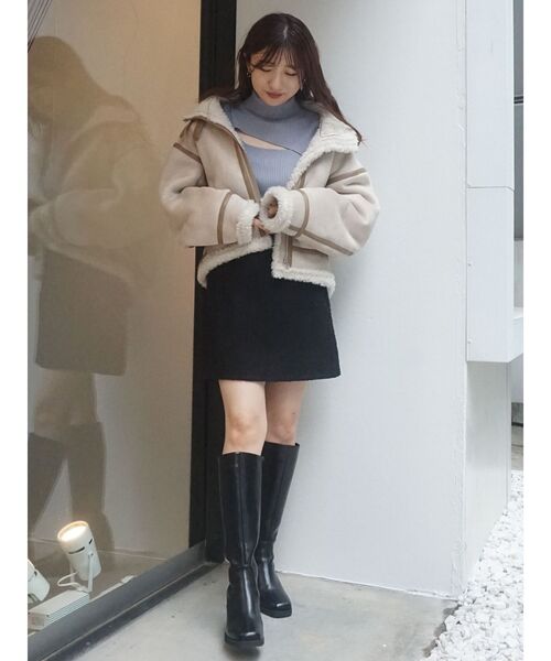 MERCURYDUO(マーキュリーデュオ)の「2WAYスリットタートルニット(ニット/セーター・レディース・チャコールグレー/ライトブルー/オフホワイト/ライム/ブラック・FREE)」の15枚目の写真