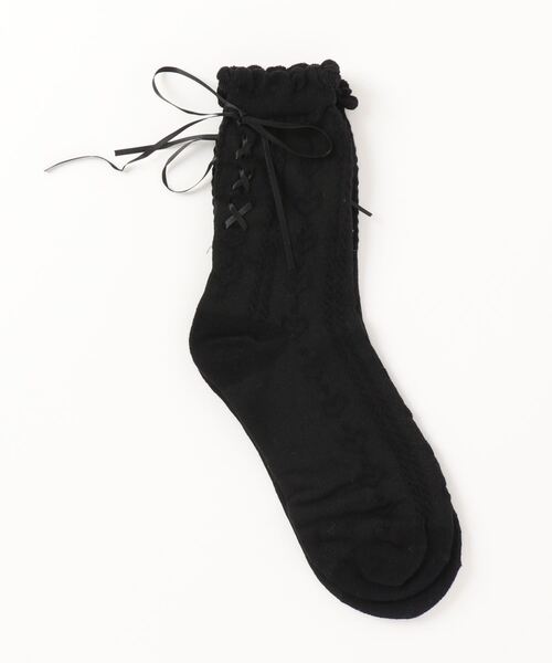 axes femme POETIQUE（アクシーズファムポエティック）の「レースアップソックス（ソックス/靴下・レディース・キナリ/ブラック・FREE）」の3枚目の写真
