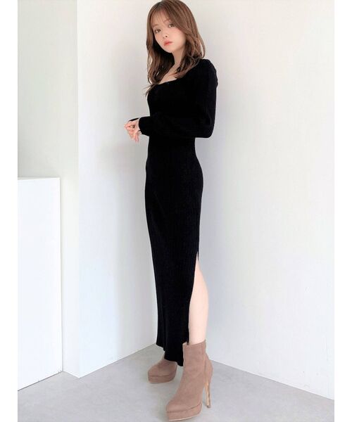 RESEXXY(リゼクシー)の「スリットタイトニットワンピース(ワンピース・レディース・ブラック/ピンク/ブルー/アイボリー・FREE)」の11枚目の写真