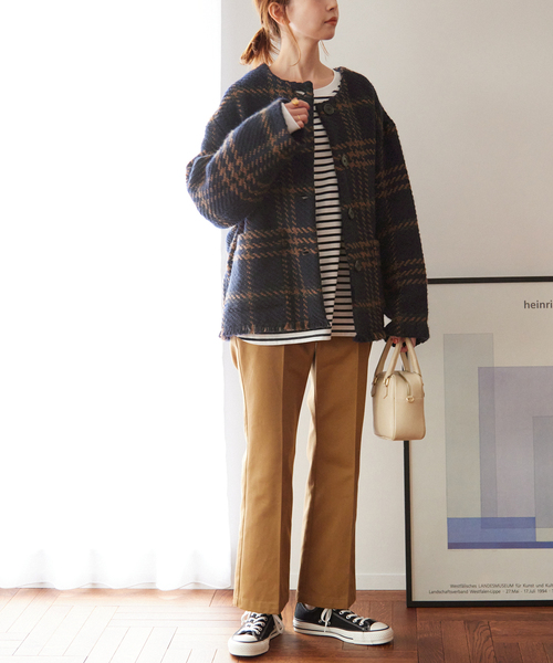 John branigan（ジョンブラニガン）の「【john branigan/ジョン ブラニガン】RELUME JK：別注ジャケット（ノーカラージャケット・レディース・ブラウン/ブルー/キャメル・FREE）」の18枚目の写真