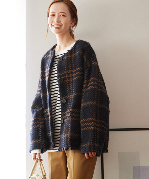 John branigan（ジョンブラニガン）の「【john branigan/ジョン ブラニガン】RELUME JK：別注ジャケット（ノーカラージャケット・レディース・ブラウン/ブルー/キャメル・FREE）」の21枚目の写真