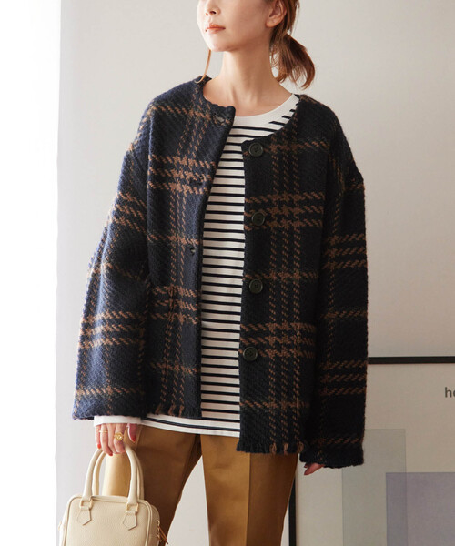 John branigan（ジョンブラニガン）の「【john branigan/ジョン ブラニガン】RELUME JK：別注ジャケット（ノーカラージャケット・レディース・ブラウン/ブルー/キャメル・FREE）」の22枚目の写真