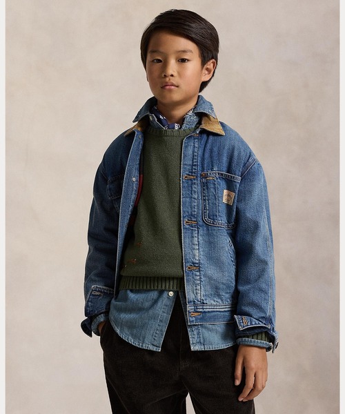 POLO RALPH LAUREN CHILDRENSWEAR(ポロ ラルフ ローレン チルドレンズウェア)の「コーデュロイカラー デニム ジャケット(デニムジャケット・キッズ・マルチ・L/XL/S/M)」の1枚目の写真