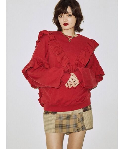 jouetie（ジュエティ）の「マルチフリルプルオーバー（Tシャツ/カットソー・レディース・オフホワイト/ブラック/パープル/レッド・MEDIUM）」の4枚目の写真